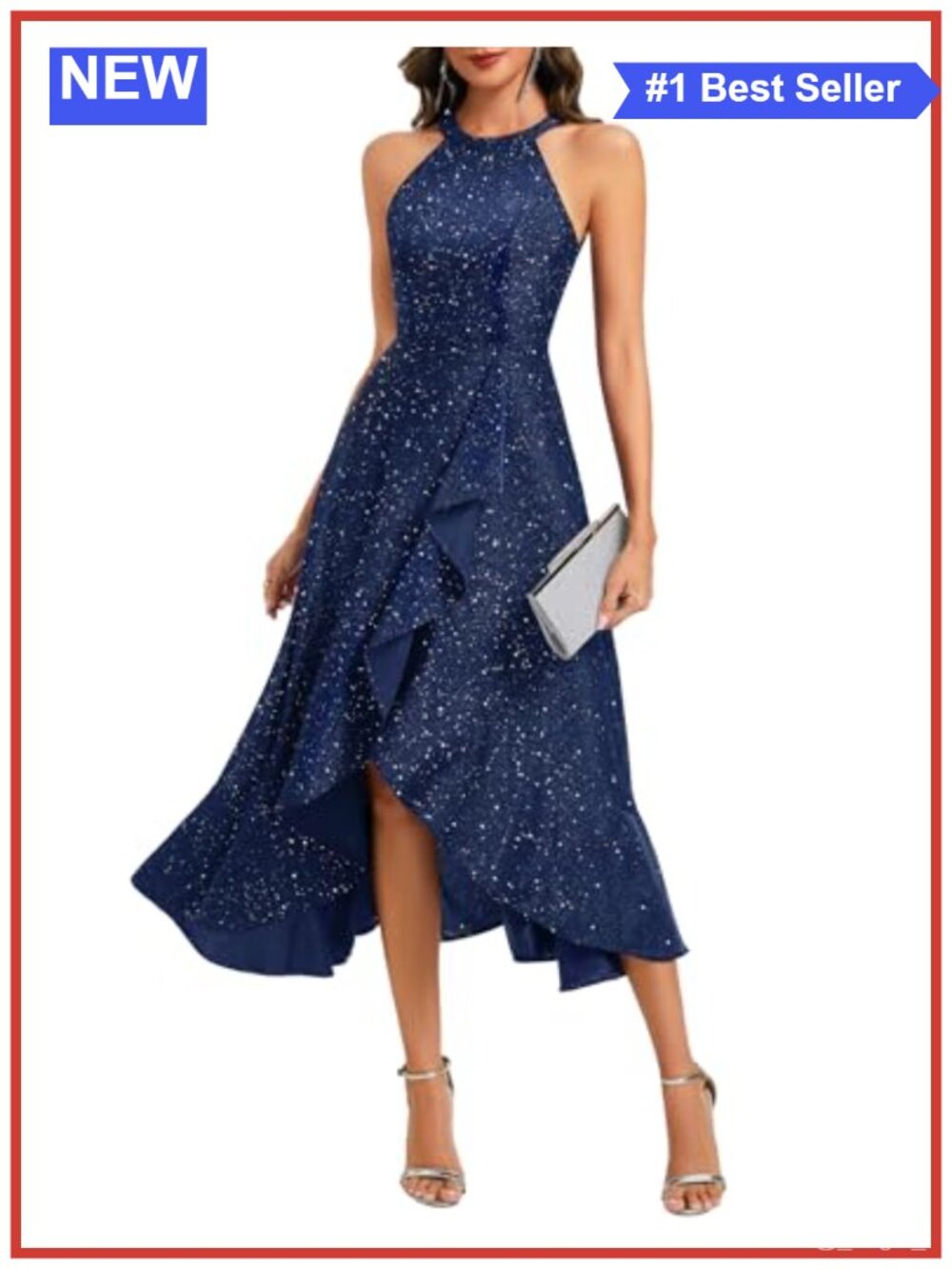 Dressystar Sparkly Halter Sequin Long Formal Dress